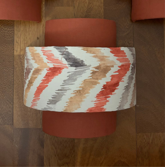 Aplique doble en lino cazuela y zigzag ocre.
