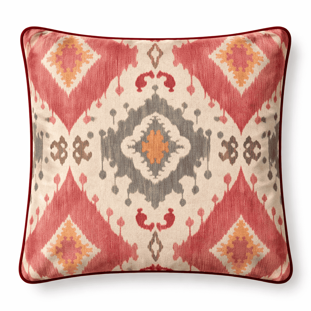 Cojin tela Kilim burdeos