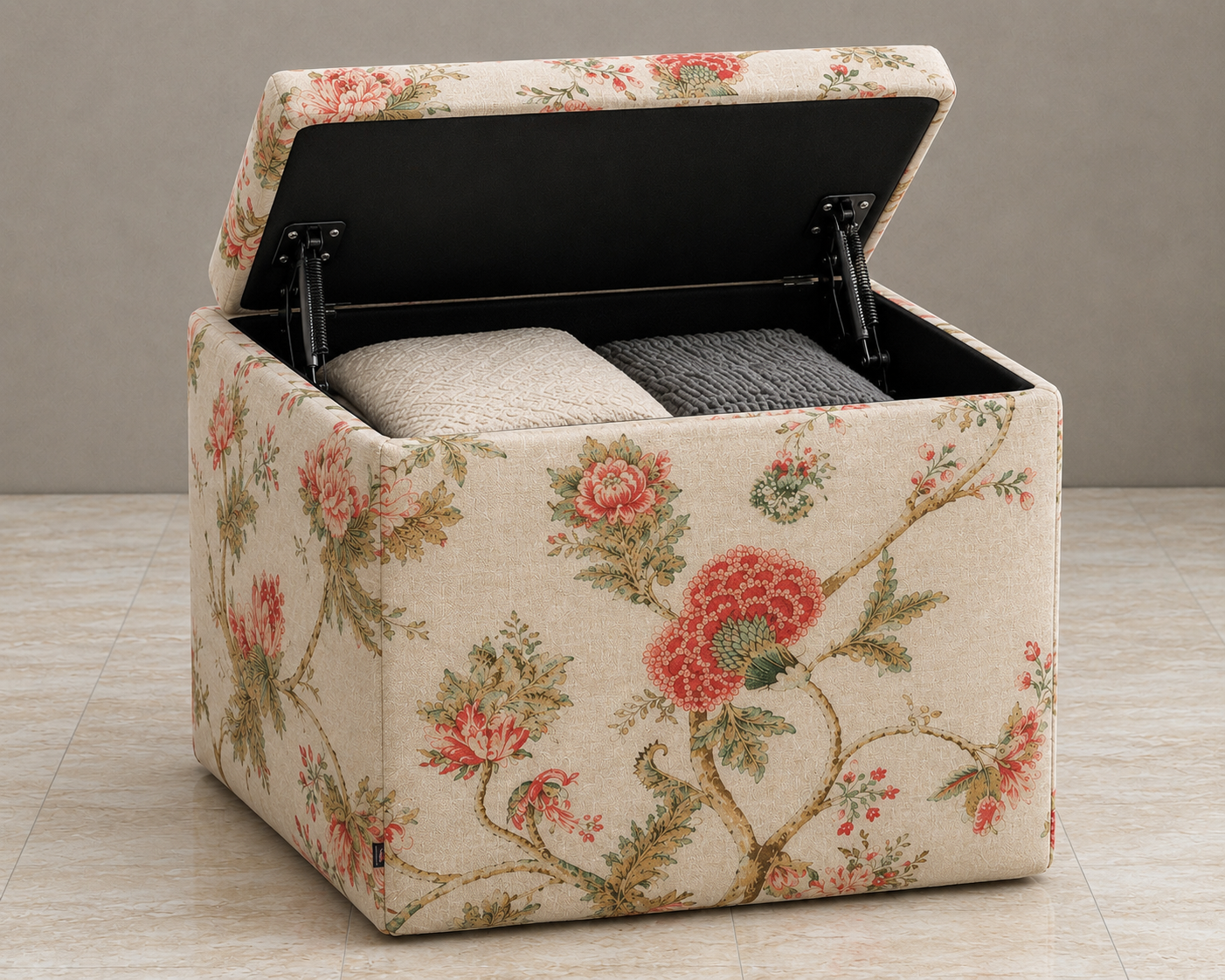 Puf con almacenaje tela flores England