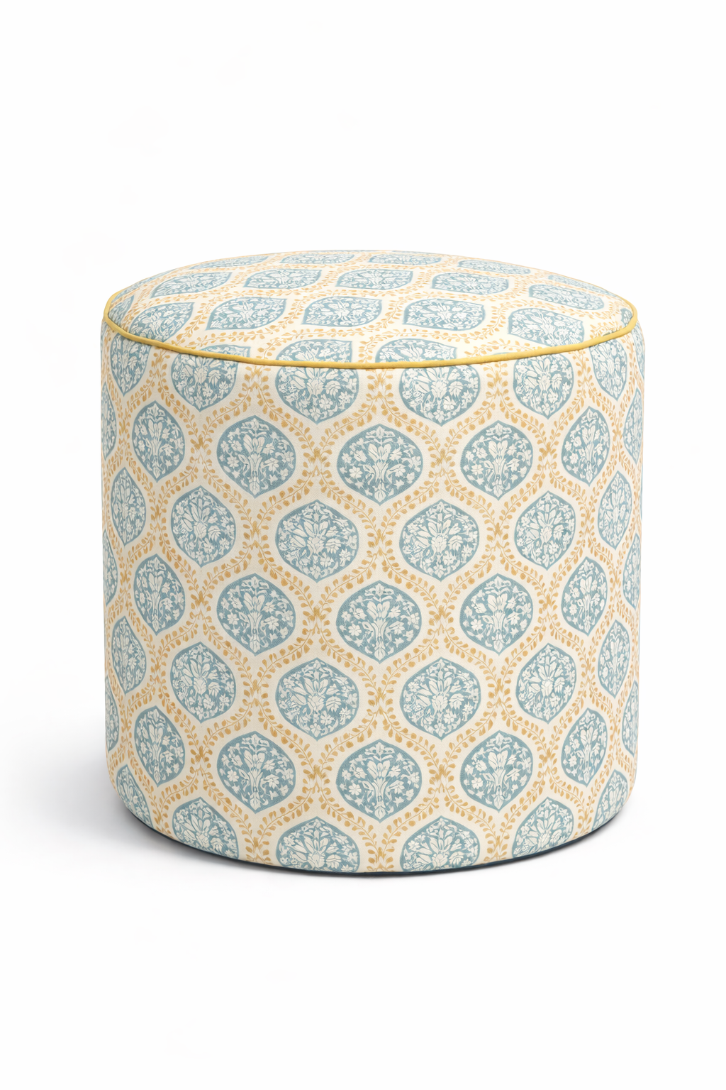 Puf block print aqua