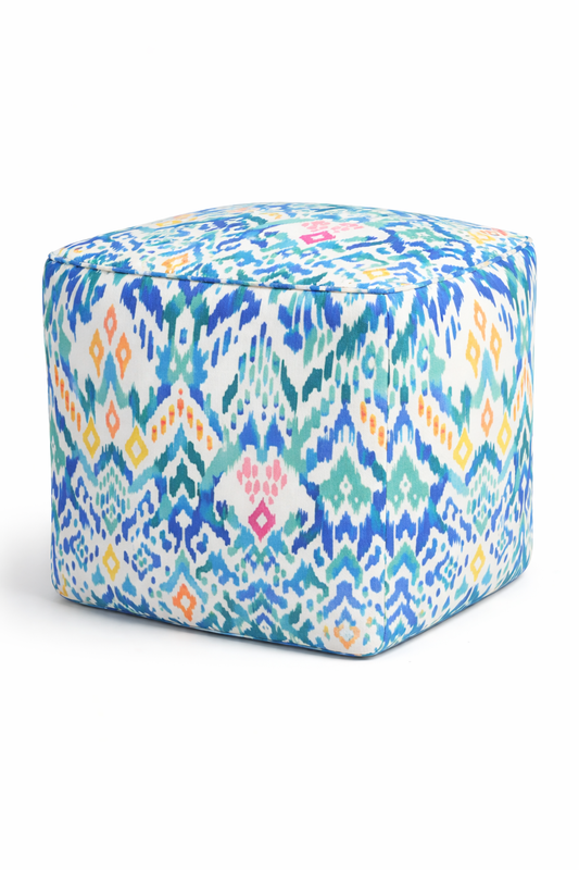 Puf ikat turquesa