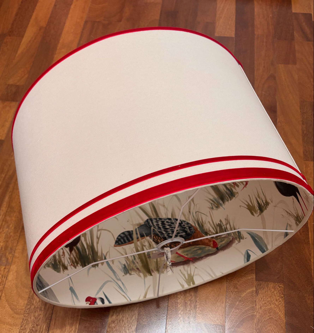 Pantalla lino blanco e interior faisanes
