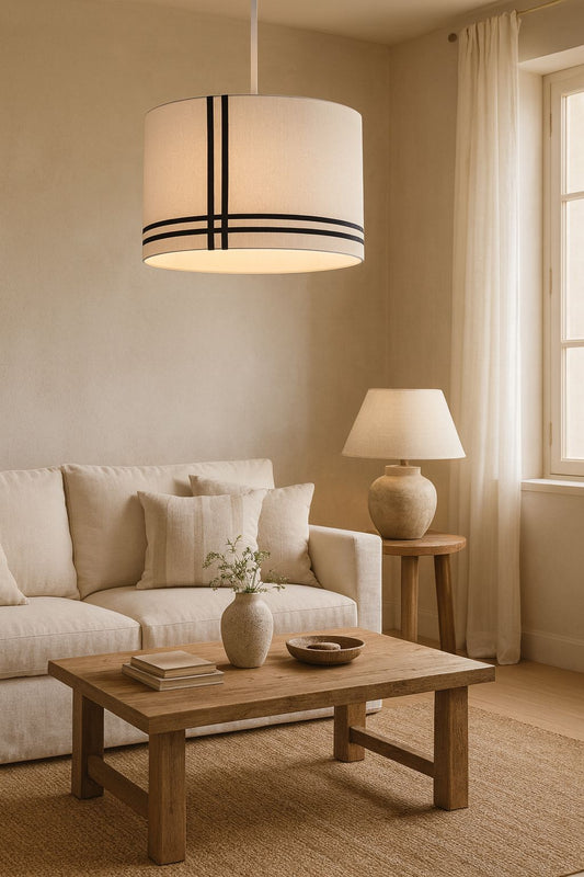 Pantalla en lino y terciopelos en Cruz