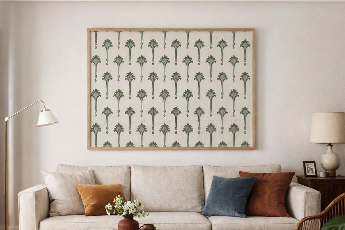 Cuadro textil tela árbol verde