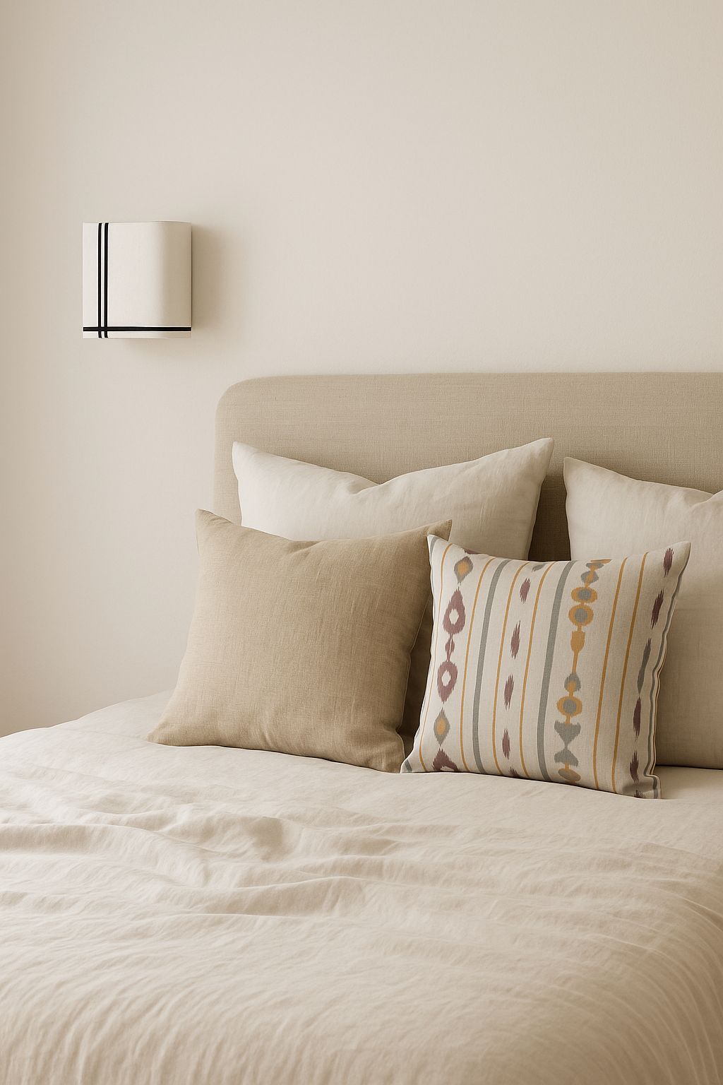 Cojín rayas ikat mostaza