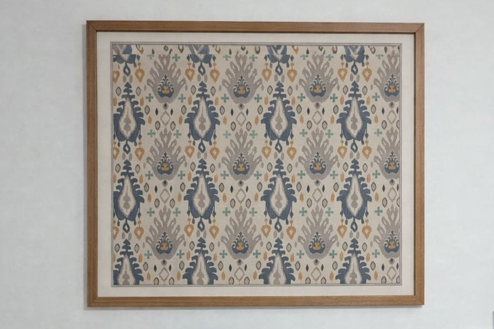 Cuadro textil tela Ikat Bali beige