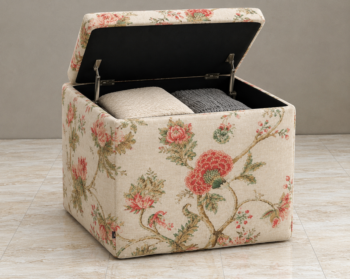 Puf con almacenaje tela flores England