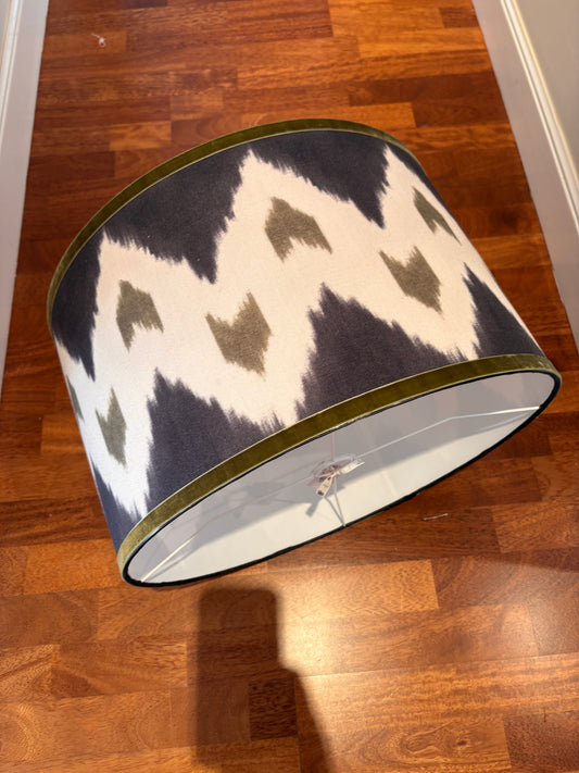 Pantalla Zigzag azul y verde con terciopelo