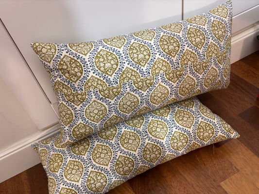 Cojin block print azul