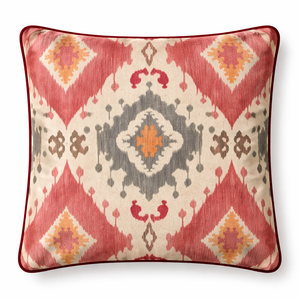Cojin tela Kilim burdeos