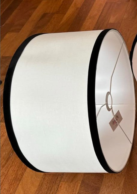 Pantalla lino blanco y terciopelo
