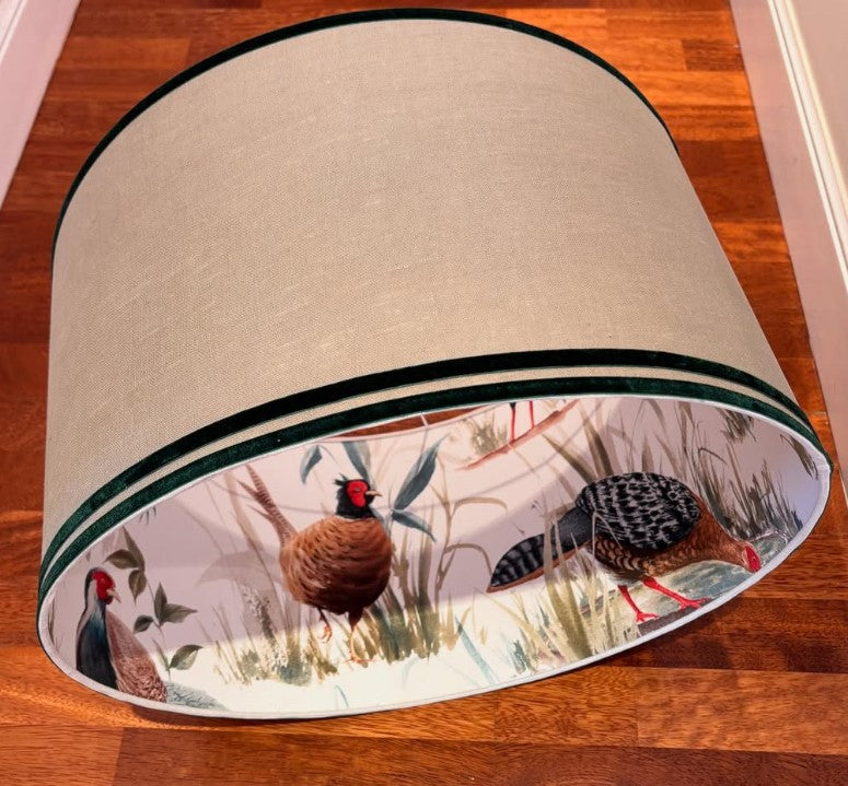 Pantalla en lino con interior faisanes