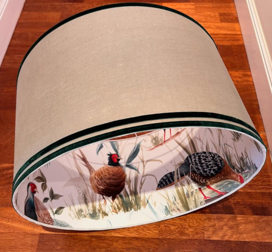 Pantalla en lino con interior faisanes
