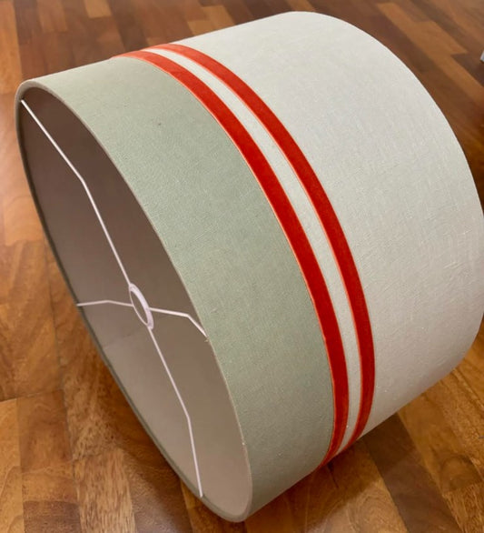 Pantalla tambor lino verde y beige