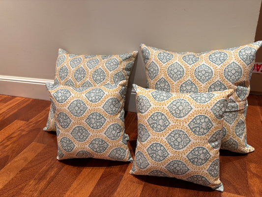 Cojín block print Aqua