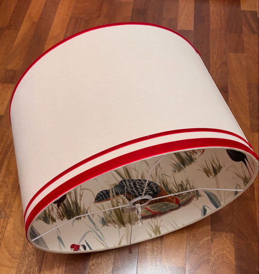 Pantalla lino blanco e interior faisanes