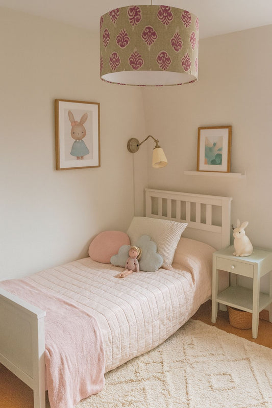 Pantalla Ikat rosa y arena