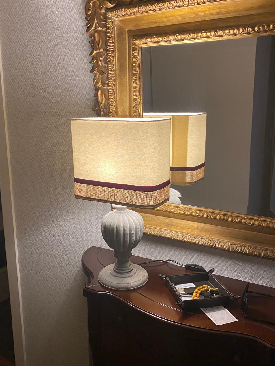 Pantalla rectangular lino y rafia