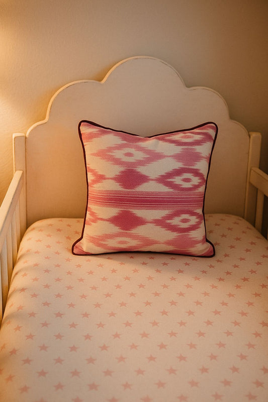 Cojin tela mallorquina rosa